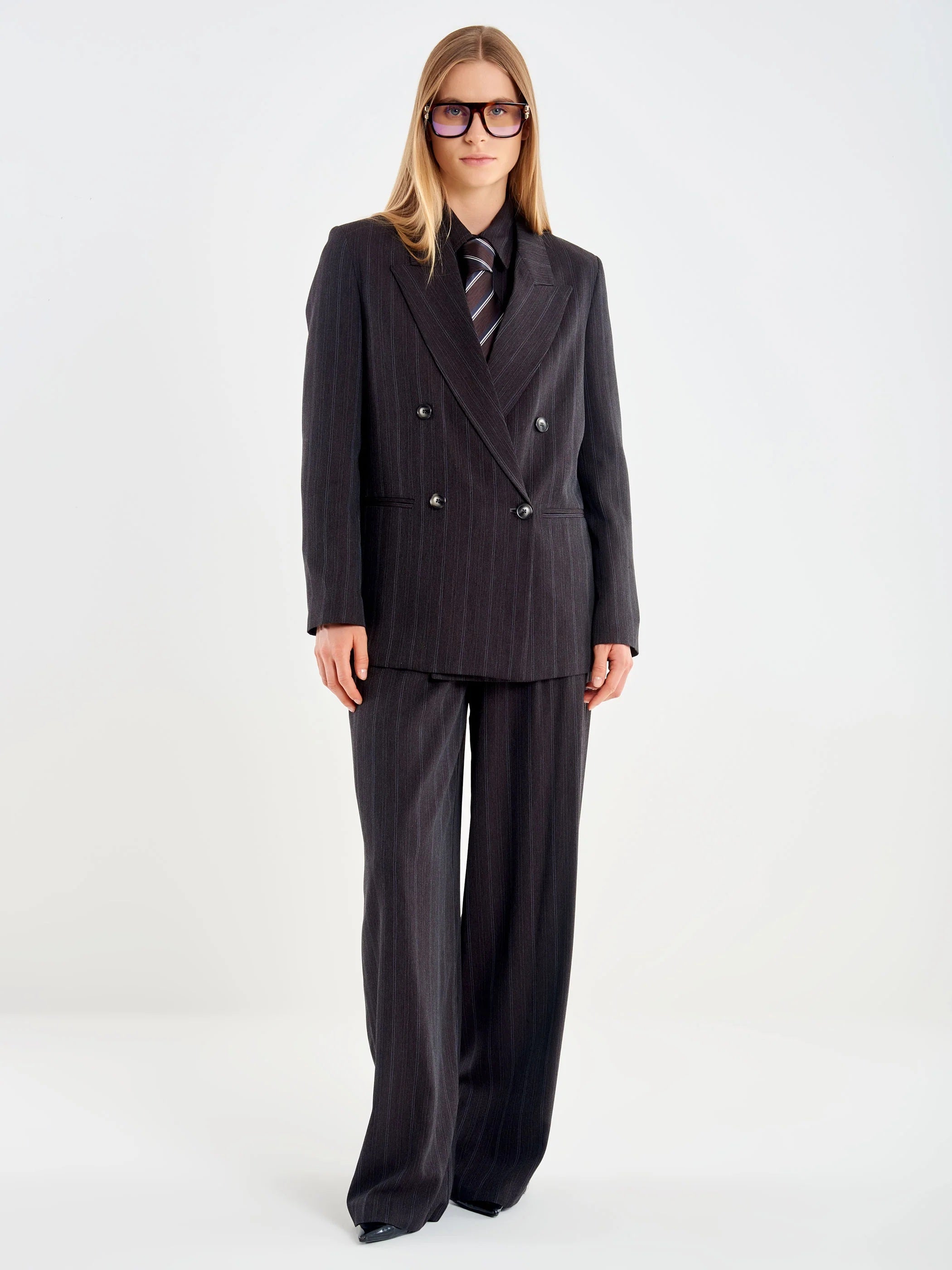 Gestreifter Doppelreiher-Blazer Vicolo