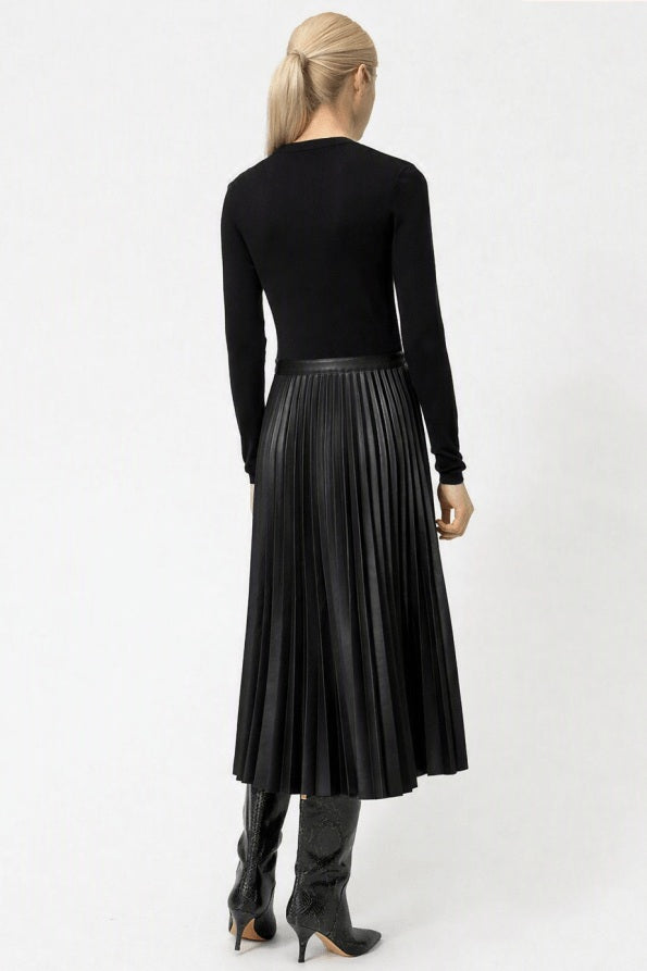 Twinset long knit and faux-leather dress