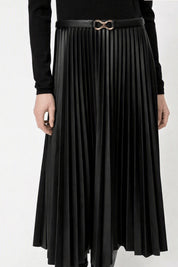 Twinset long knit and faux-leather dress