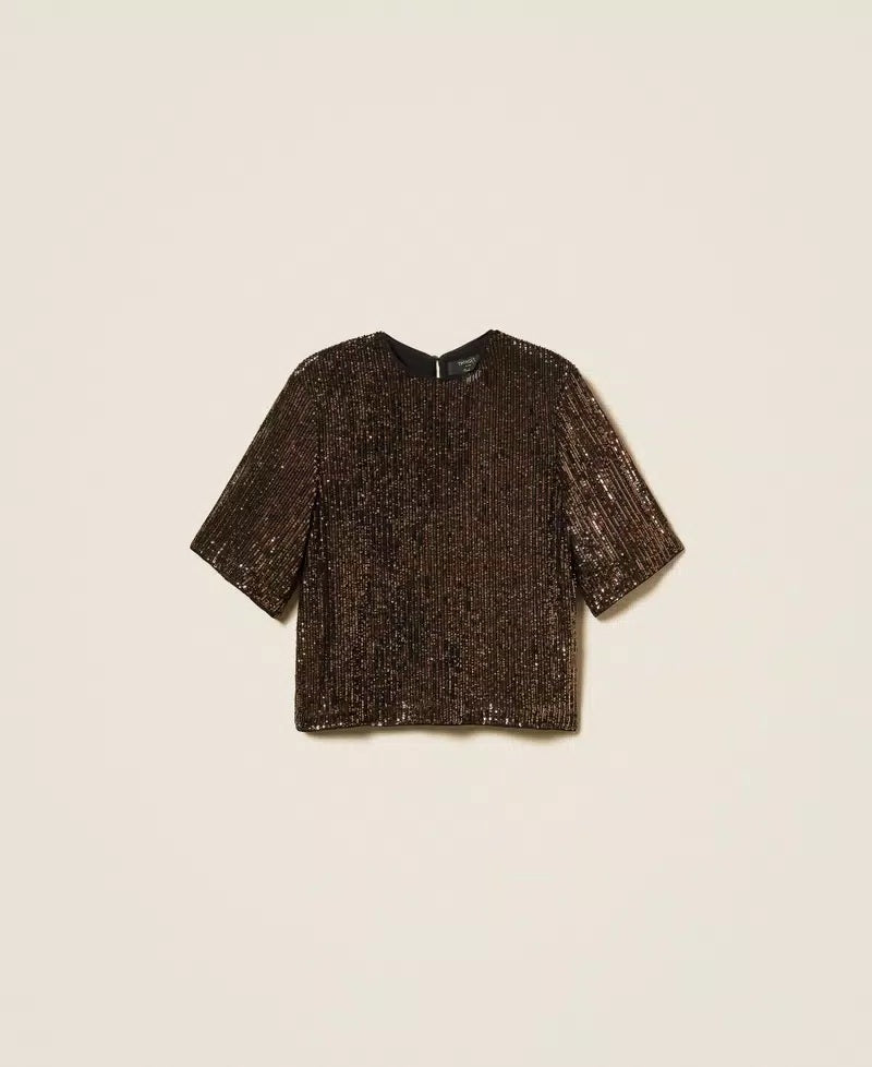 Twinset sequined crew-neck blouse