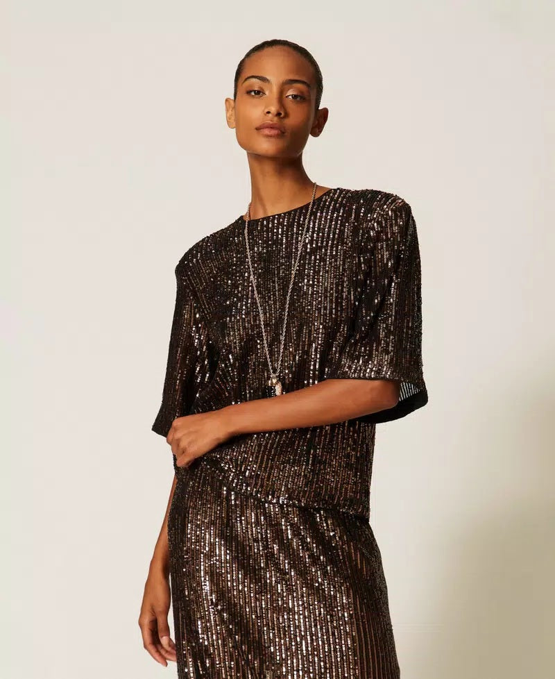 Twinset sequined crew-neck blouse