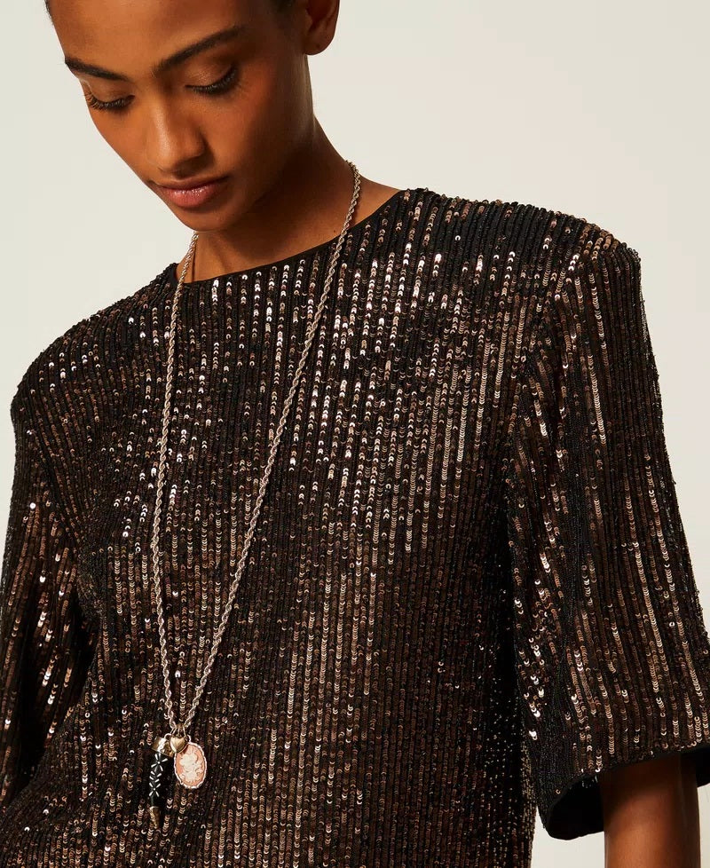 Twinset sequined crew-neck blouse
