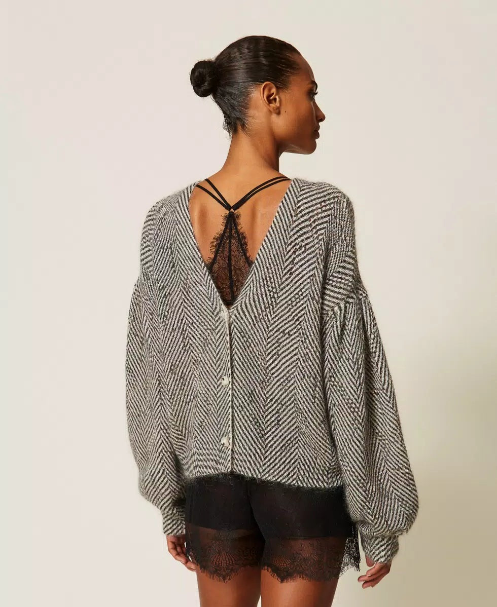 Twinset printed mohair-blend cardigan-sweater