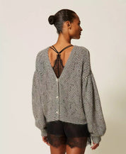 Twinset printed mohair-blend cardigan-sweater