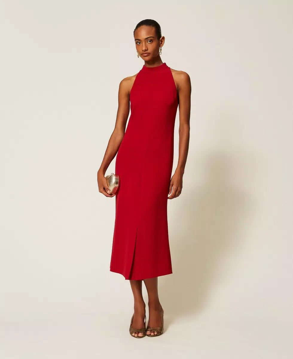 Abito lungo halter in crêpe Twinset