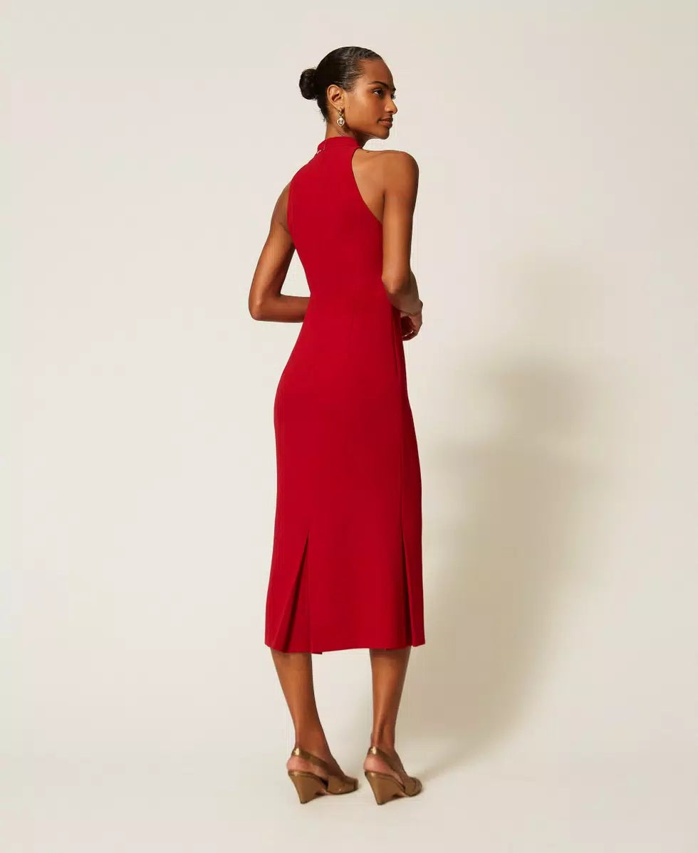 Abito lungo halter in crêpe Twinset