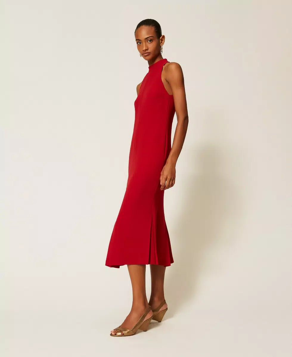 Abito lungo halter in crêpe Twinset