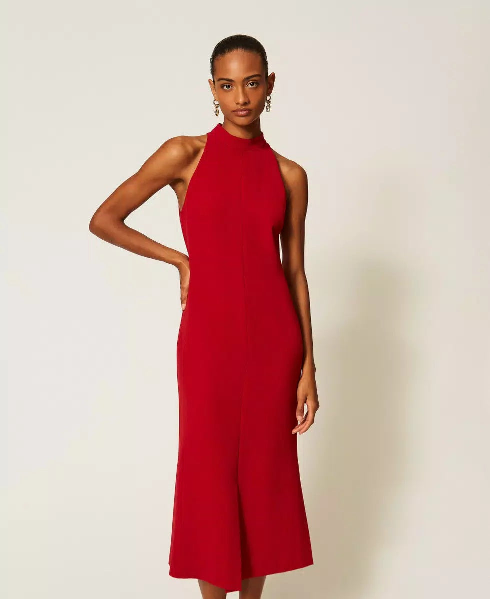 Abito lungo halter in crêpe Twinset