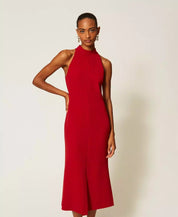 Abito lungo halter in crêpe Twinset