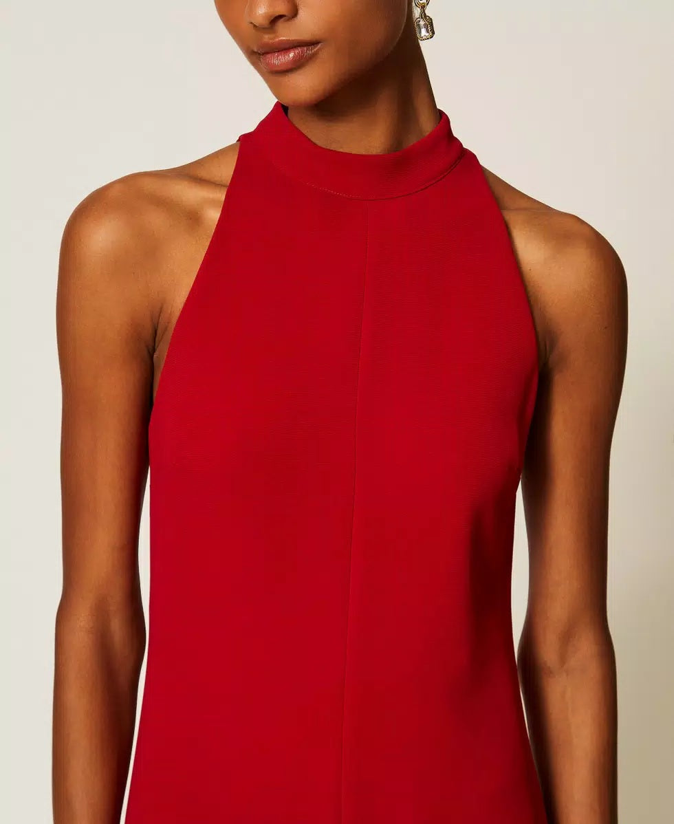 Abito lungo halter in crêpe Twinset