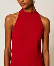 Abito lungo halter in crêpe Twinset