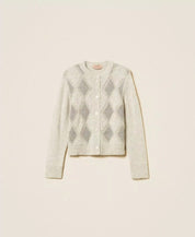 Cardigan jacquard a rombi con paillettes Twinset