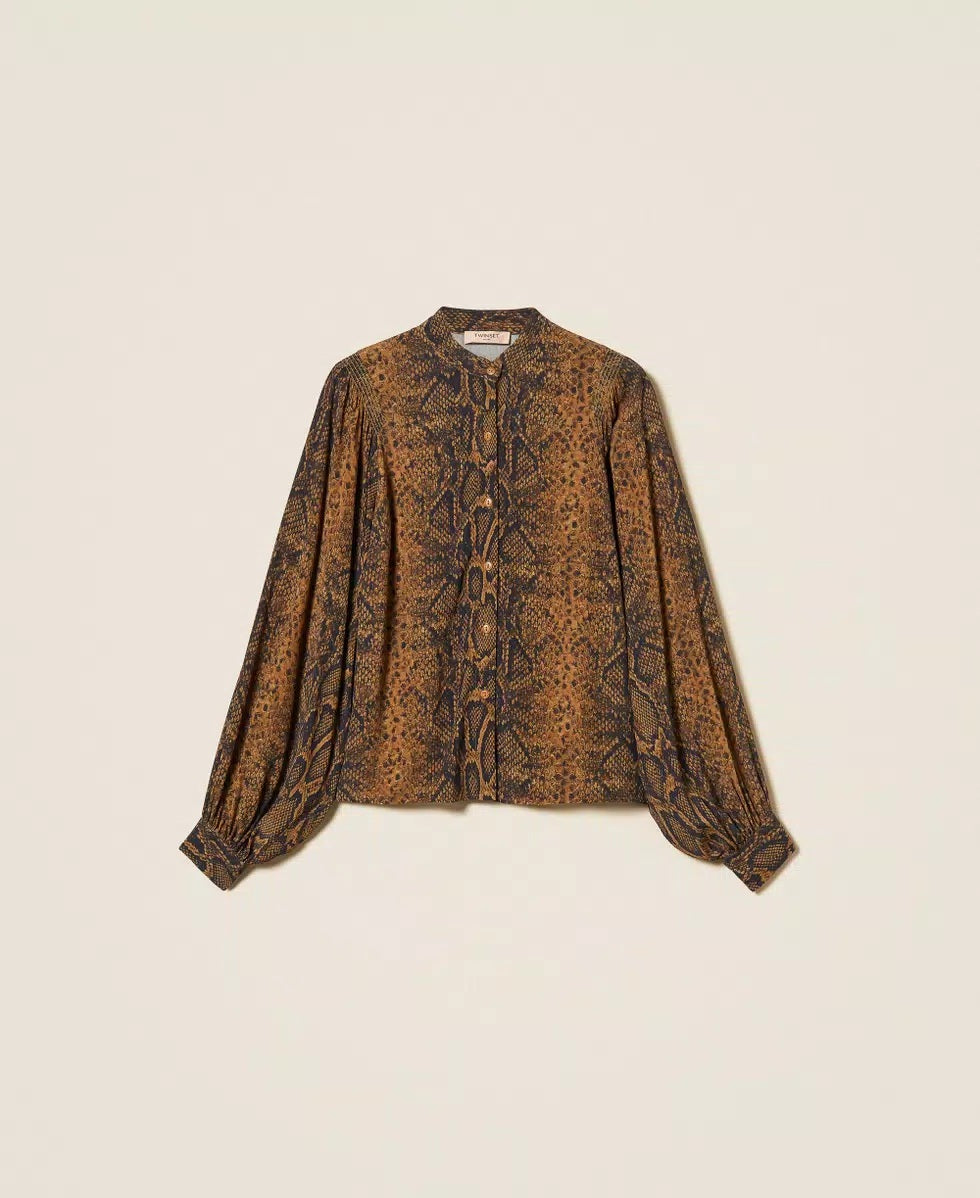 Camicia in crêpe de Chine a stampa python Twinset