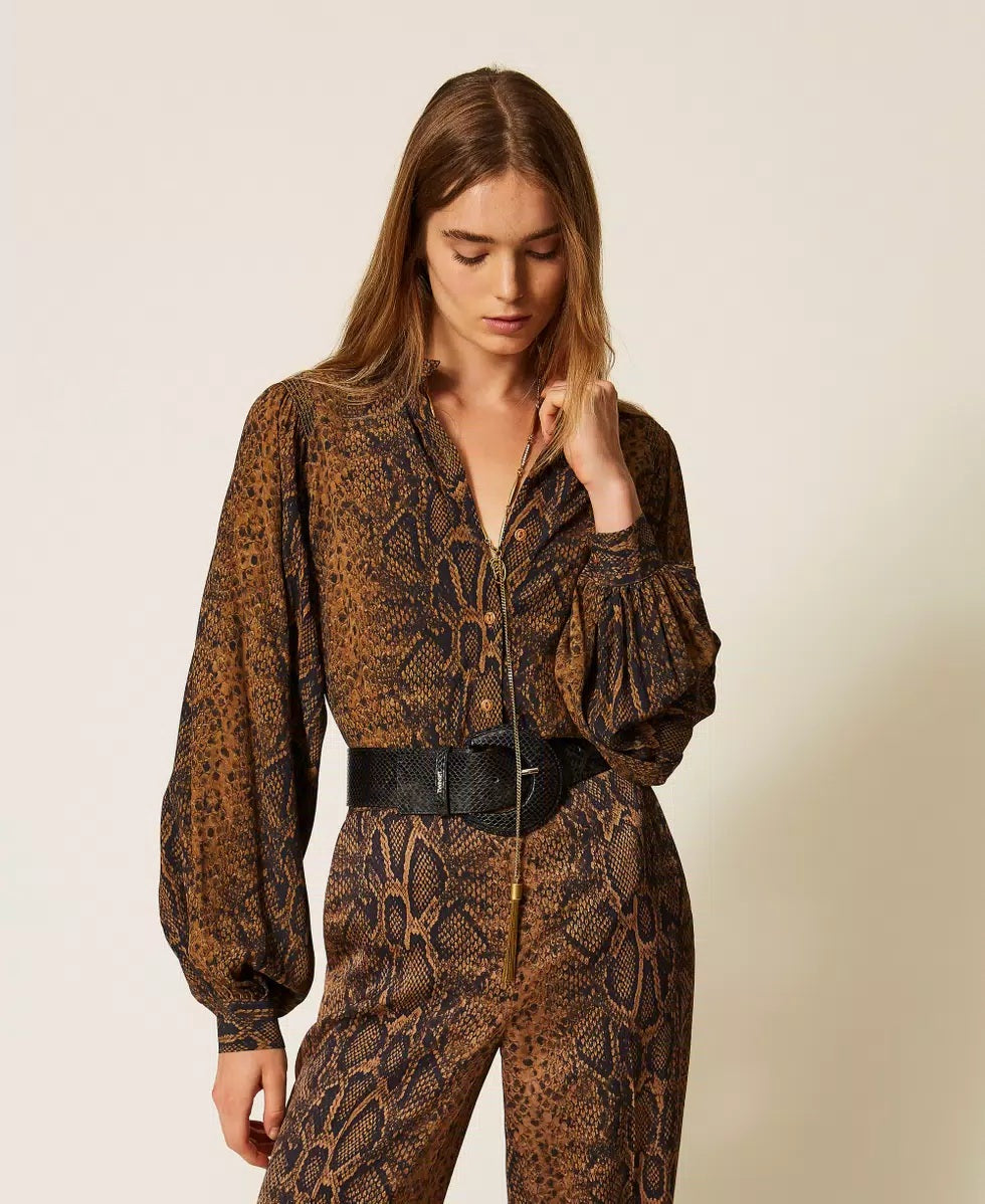 Camicia in crêpe de Chine a stampa python Twinset