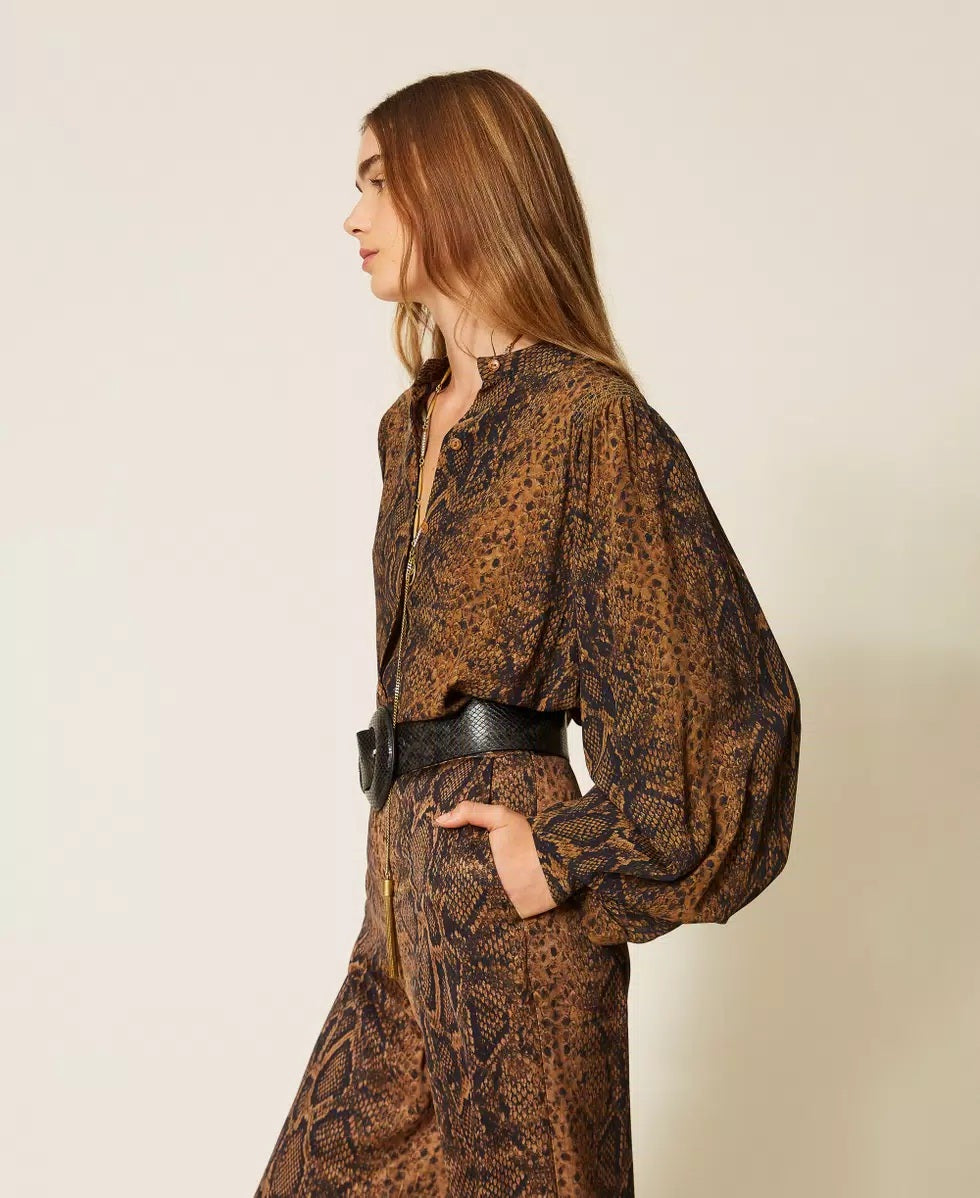 Camicia in crêpe de Chine a stampa python Twinset