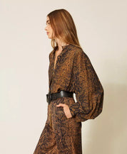 Camicia in crêpe de Chine a stampa python Twinset