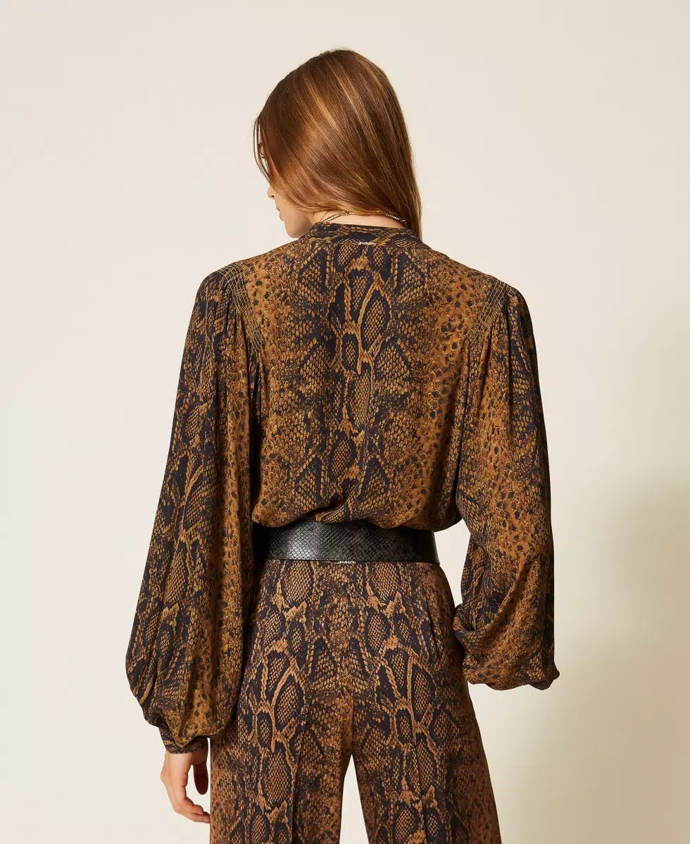 Camicia in crêpe de Chine a stampa python Twinset