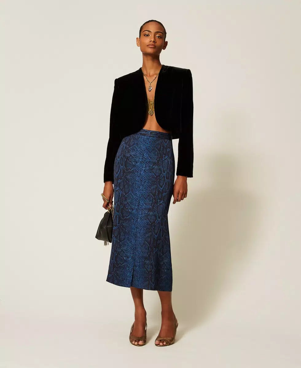 Twinset python-print crepe midi skirt
