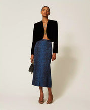 Twinset python-print crepe midi skirt