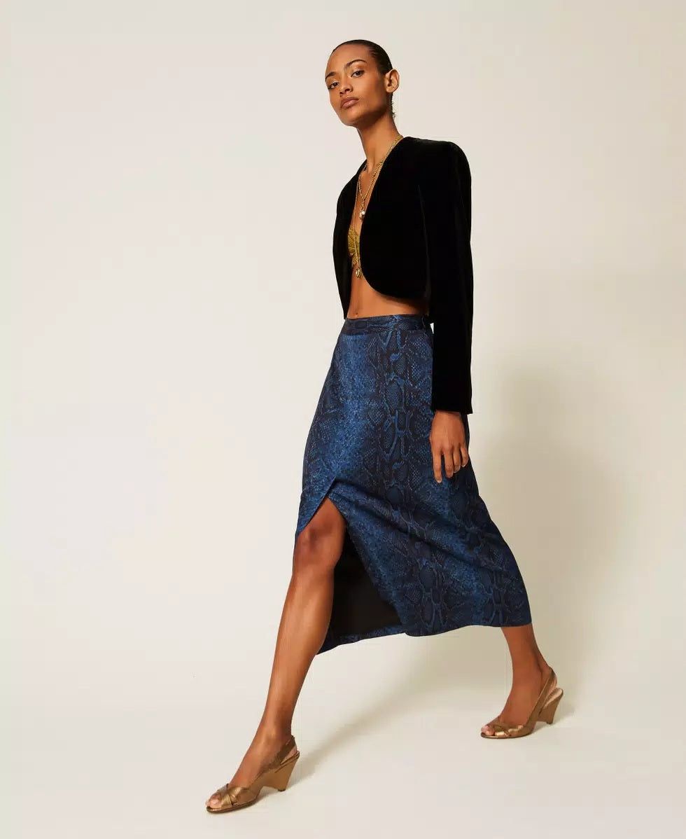 Twinset python-print crepe midi skirt