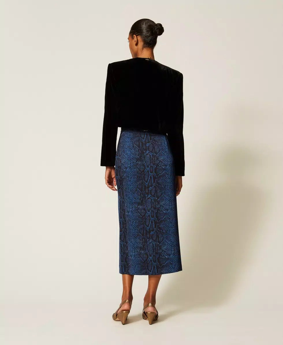 Twinset python-print crepe midi skirt