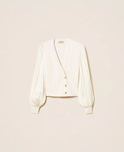 Maglia con maniche in tessuto jacquard Twinset
