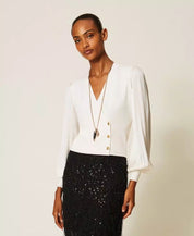 Maglia con maniche in tessuto jacquard Twinset