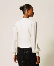 Maglia con maniche in tessuto jacquard Twinset