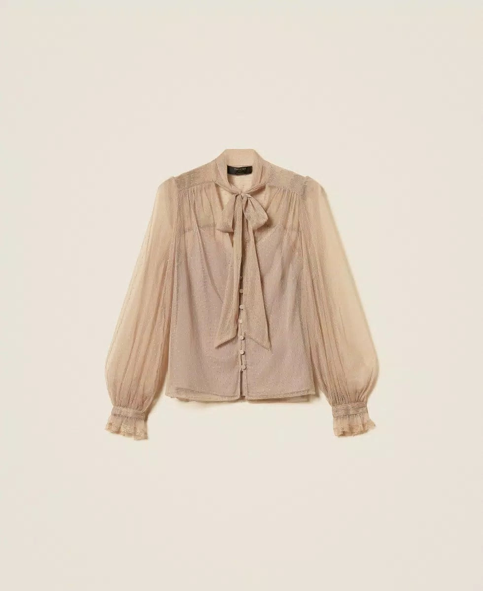 Camicia in tulle con lurex Twinset