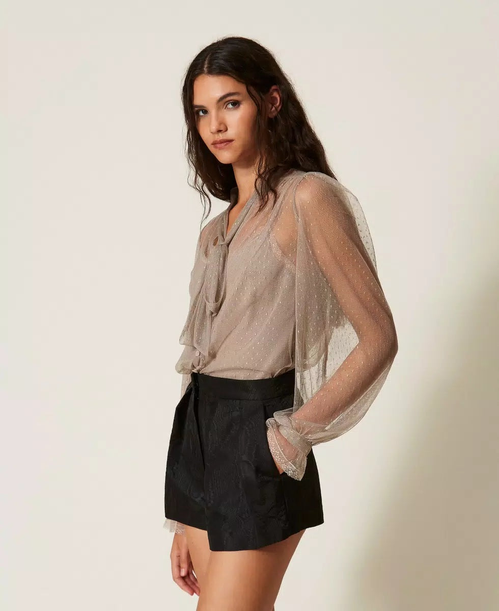 Camicia in tulle con lurex Twinset