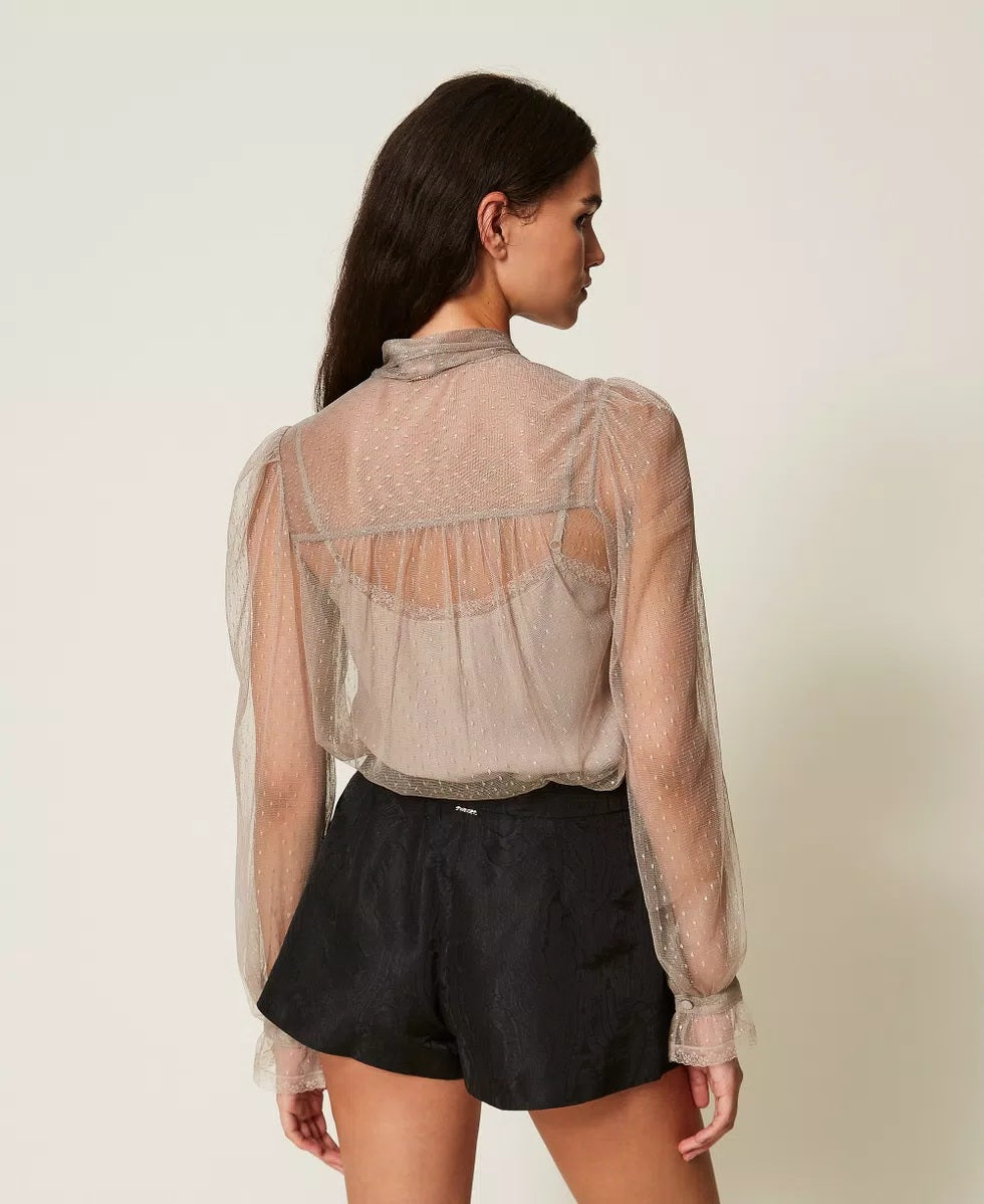 Camicia in tulle con lurex Twinset