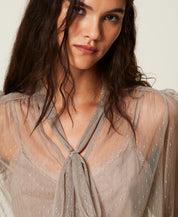 Camicia in tulle con lurex Twinset