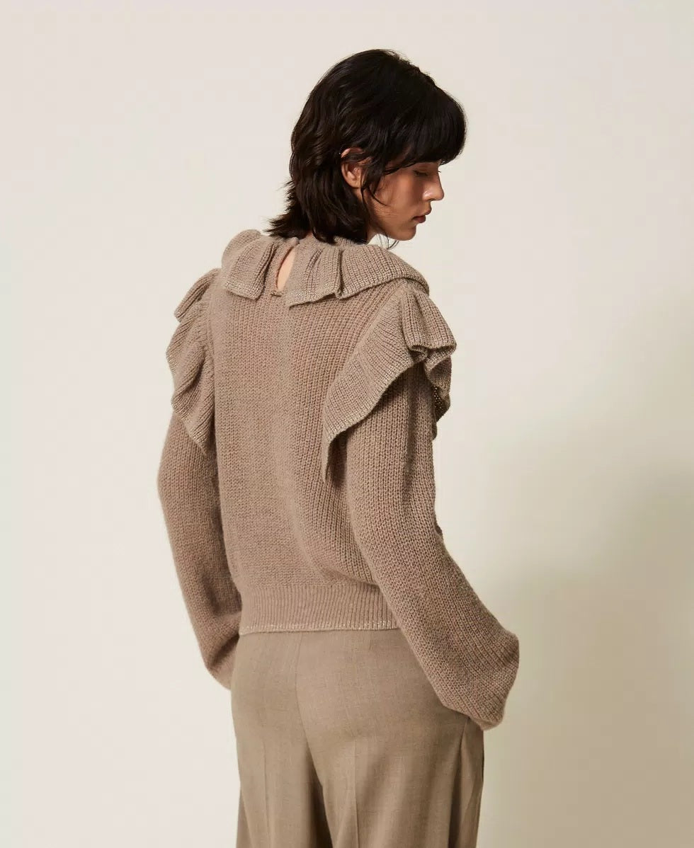 Maglia in filato lurex con volant Twinset