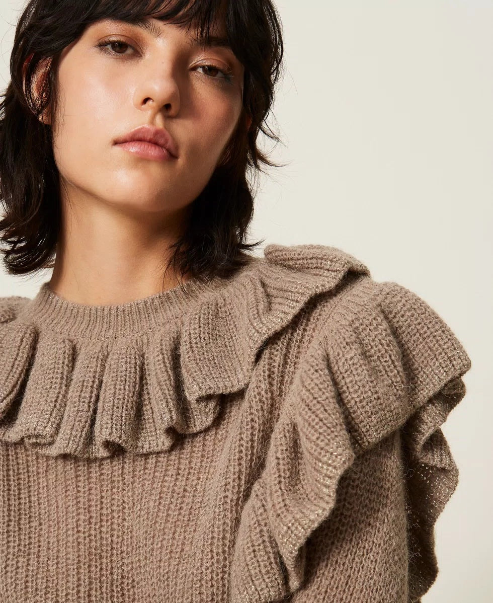 Maglia in filato lurex con volant Twinset