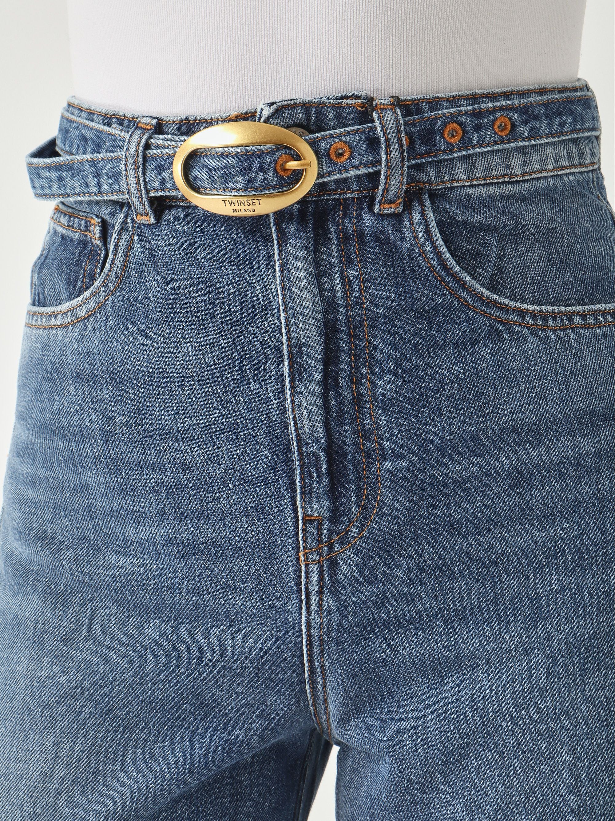 Jeans vita alta in cotone Twinset