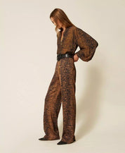 Twinset wide-leg python-print trousers