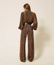 Twinset wide-leg python-print trousers