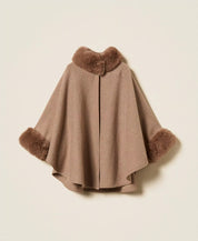 Poncho aus Filz mit Faux Fur Twinset
