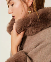 Poncho aus Filz mit Faux Fur Twinset