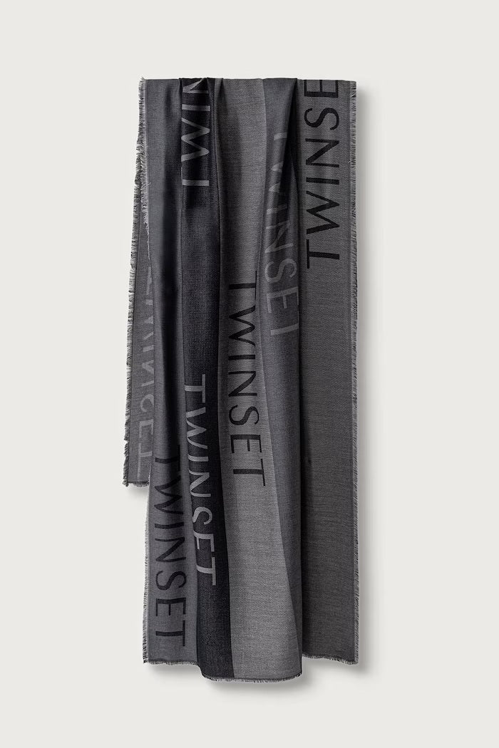 Jacquard stole with Twinset logo