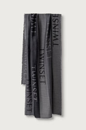 Jacquard stole with Twinset logo