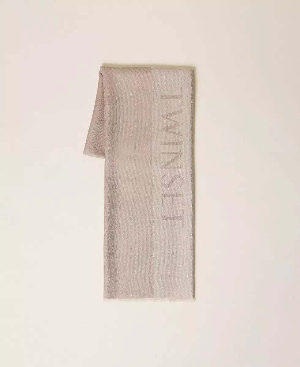 Jacquard stole with Twinset logo