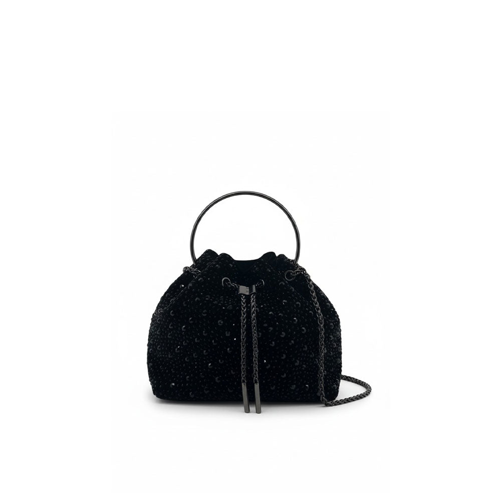 Menbur velvet clutch with rhinestones