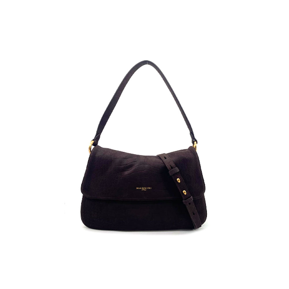 Borsa a spalla Diana Large in vitello Nabuk Nannini