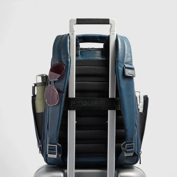 Piquadro Victor leather travel backpack for 14" laptop