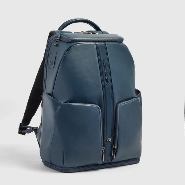 Piquadro Victor leather travel backpack for 15.6" laptop