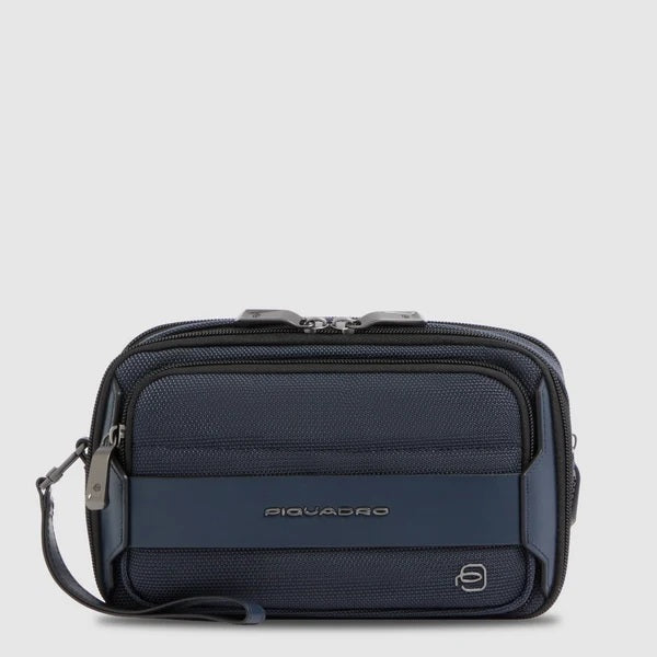 Piquadro Rover fabric and leather pouch