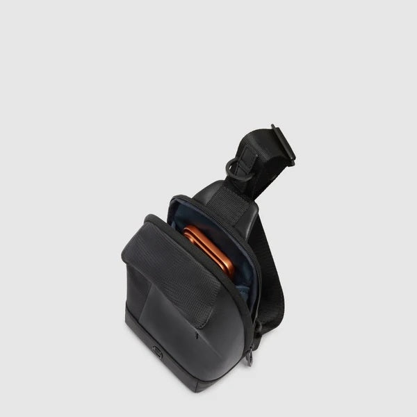 Piquadro SYNC smartphone holder in recycled fabric and leather