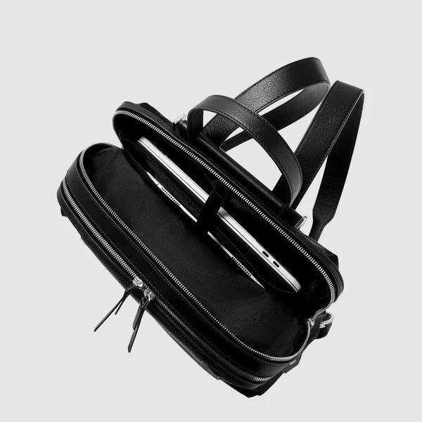 Piquadro Lyra backpack for laptop and 13" iPad® Pro, in recycled fabric and leather
