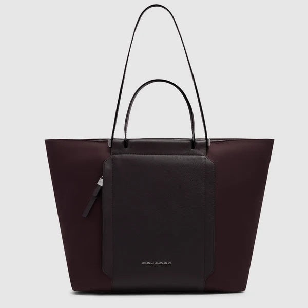Borsa Shopping bag porta pc 14" Lyra in tessuto riciclato e pelle Piquadro